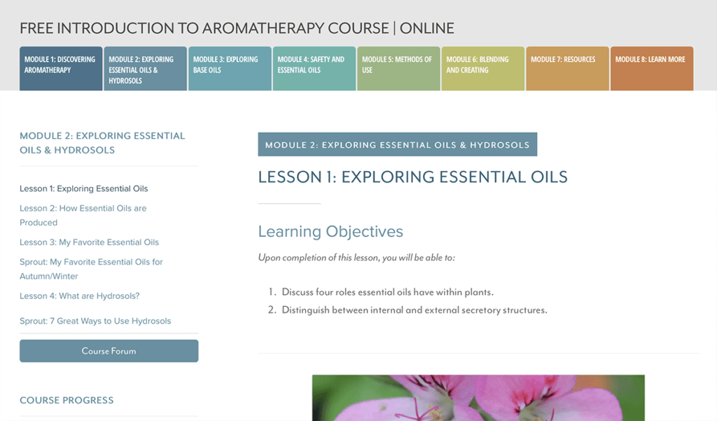Free Introduction to Essential Oils online